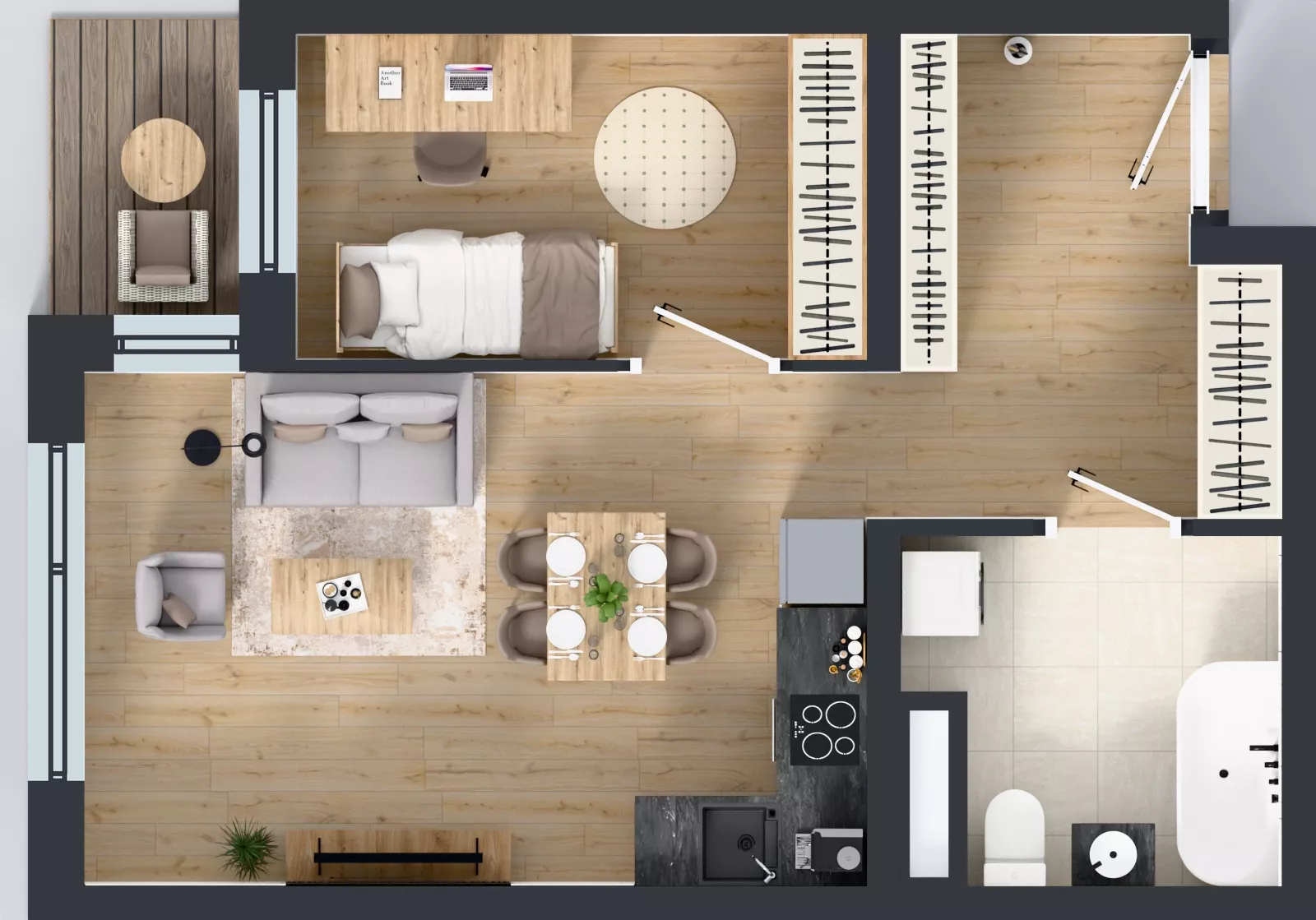 2 pokoje, mieszkanie 44,12 m², piętro 3, oferta nr A1.3.4, Emilii Plater 7, Szczecin, Śródmieście, Skolwin, ul. Miedziana 4