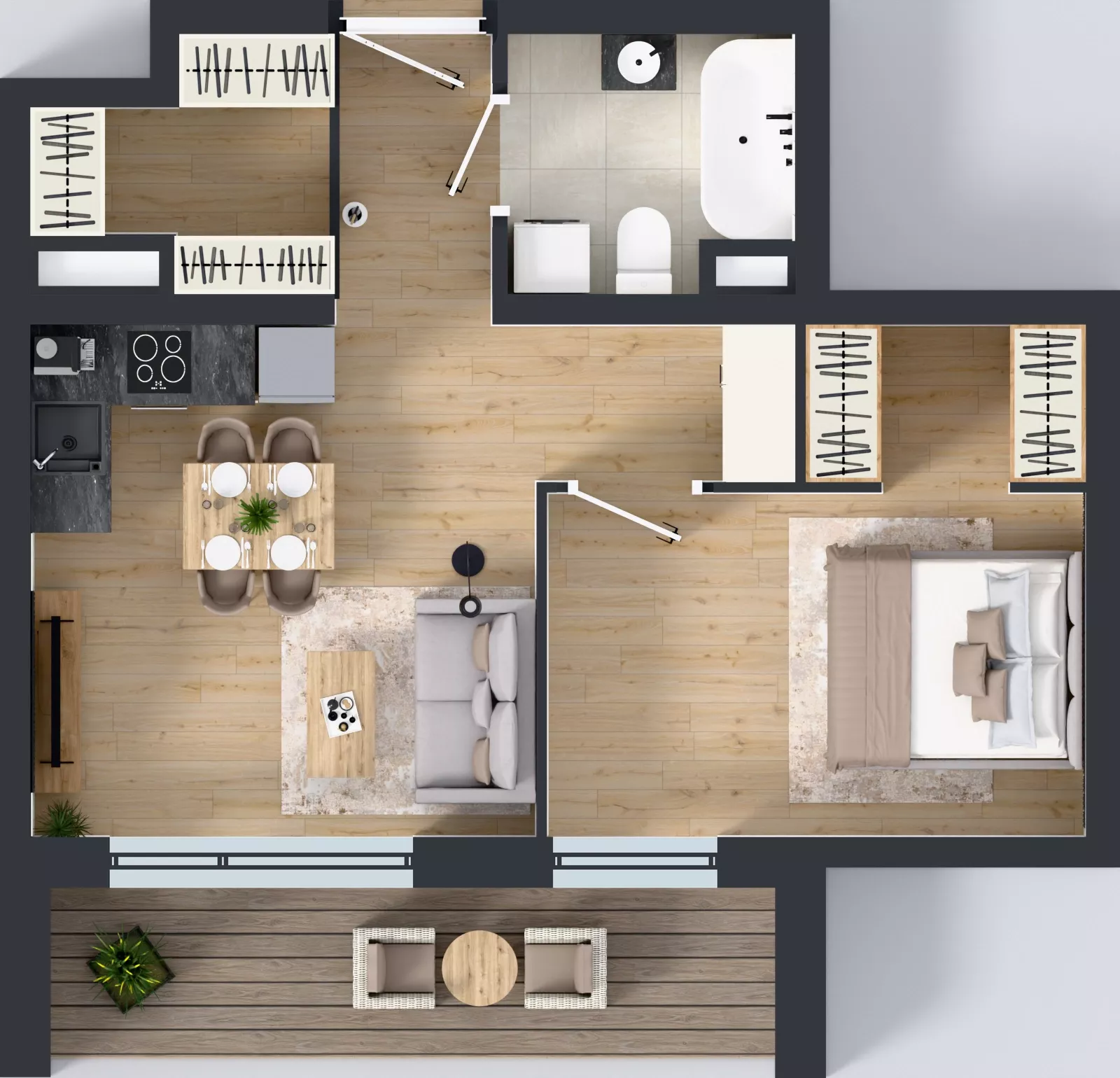 2 pokoje, mieszkanie 44,51 m², piętro 3, oferta nr A1.3.14, Emilii Plater 7, Szczecin, Śródmieście, Skolwin, ul. Miedziana 4