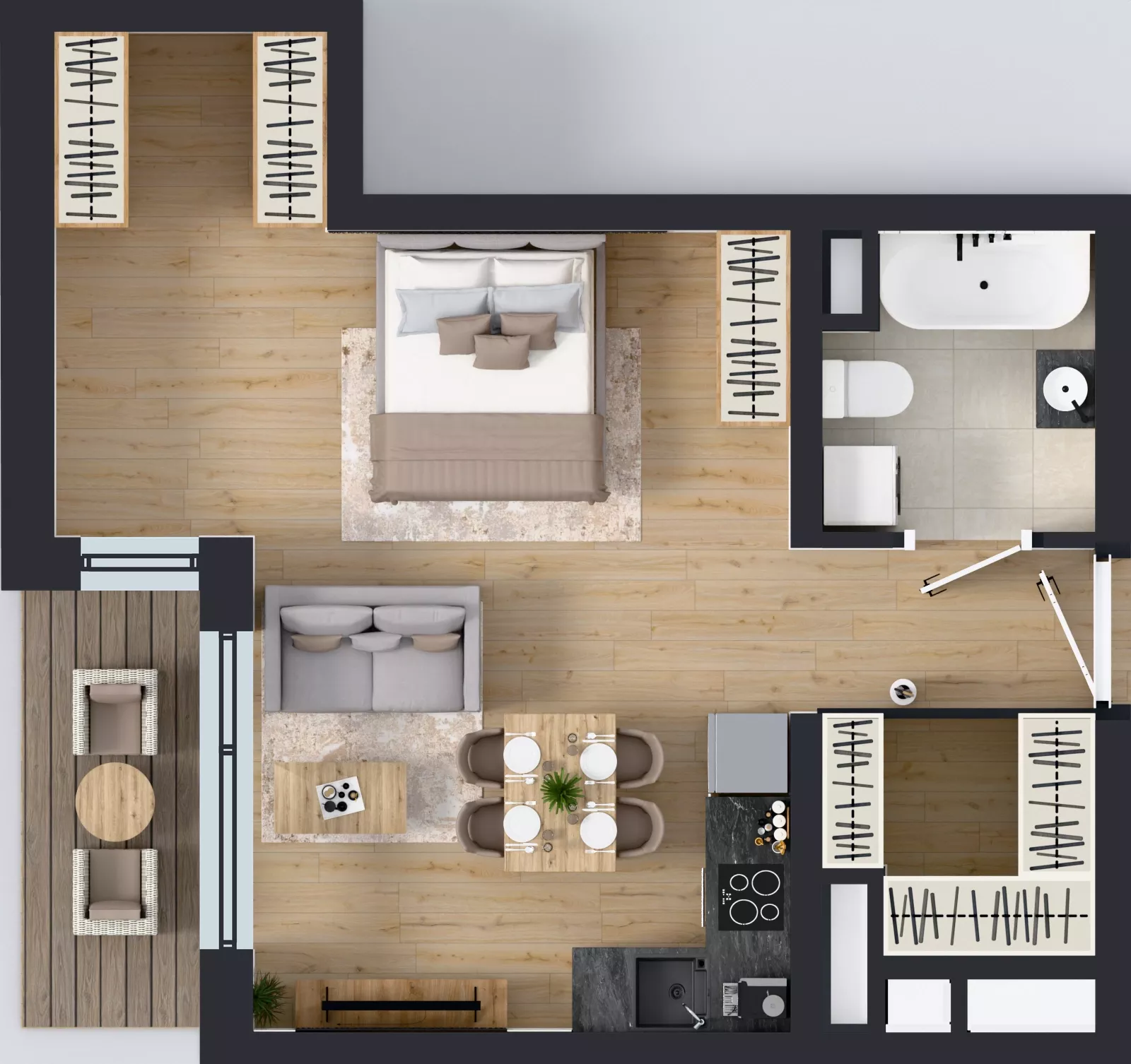 1 pokój, mieszkanie 41,31 m², piętro 4, oferta nr A1.4.1, Emilii Plater 7, Szczecin, Śródmieście, Skolwin, ul. Miedziana 4