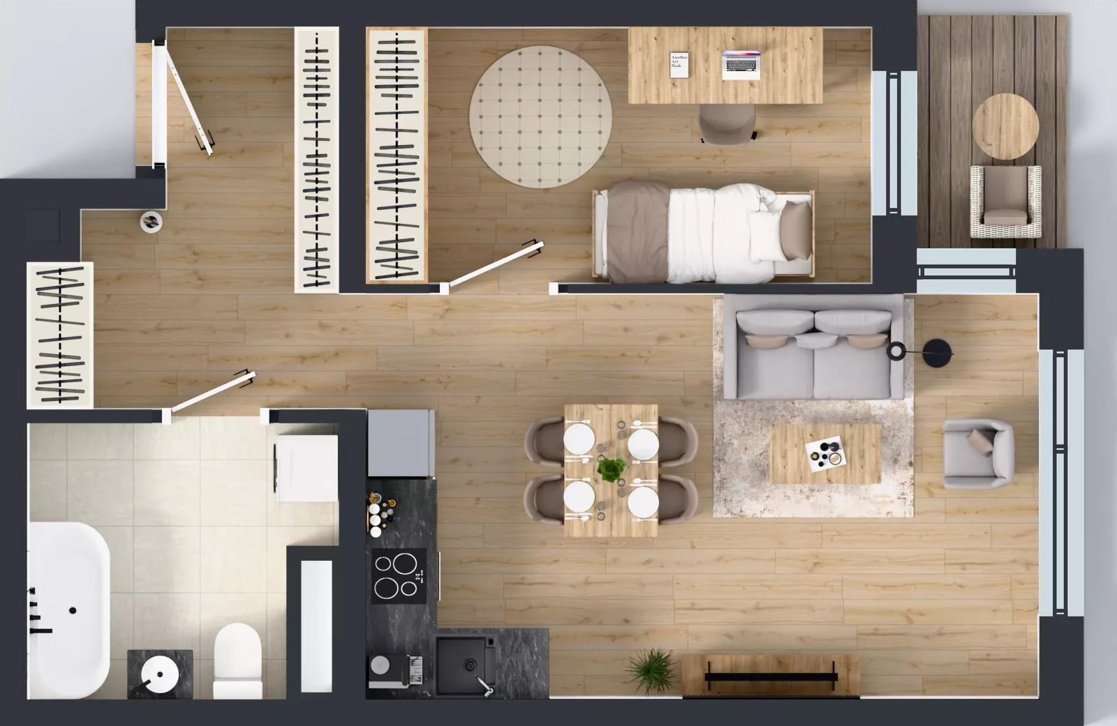2 pokoje, mieszkanie 46,58 m², piętro 4, oferta nr A1.4.5, Emilii Plater 7, Szczecin, Śródmieście, Skolwin, ul. Miedziana 4