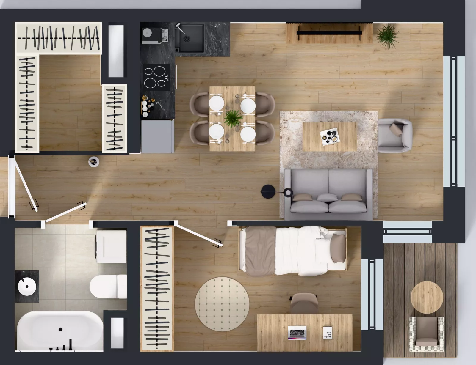 2 pokoje, mieszkanie 41,27 m², piętro 4, oferta nr A1.4.8, Emilii Plater 7, Szczecin, Śródmieście, Skolwin, ul. Miedziana 4