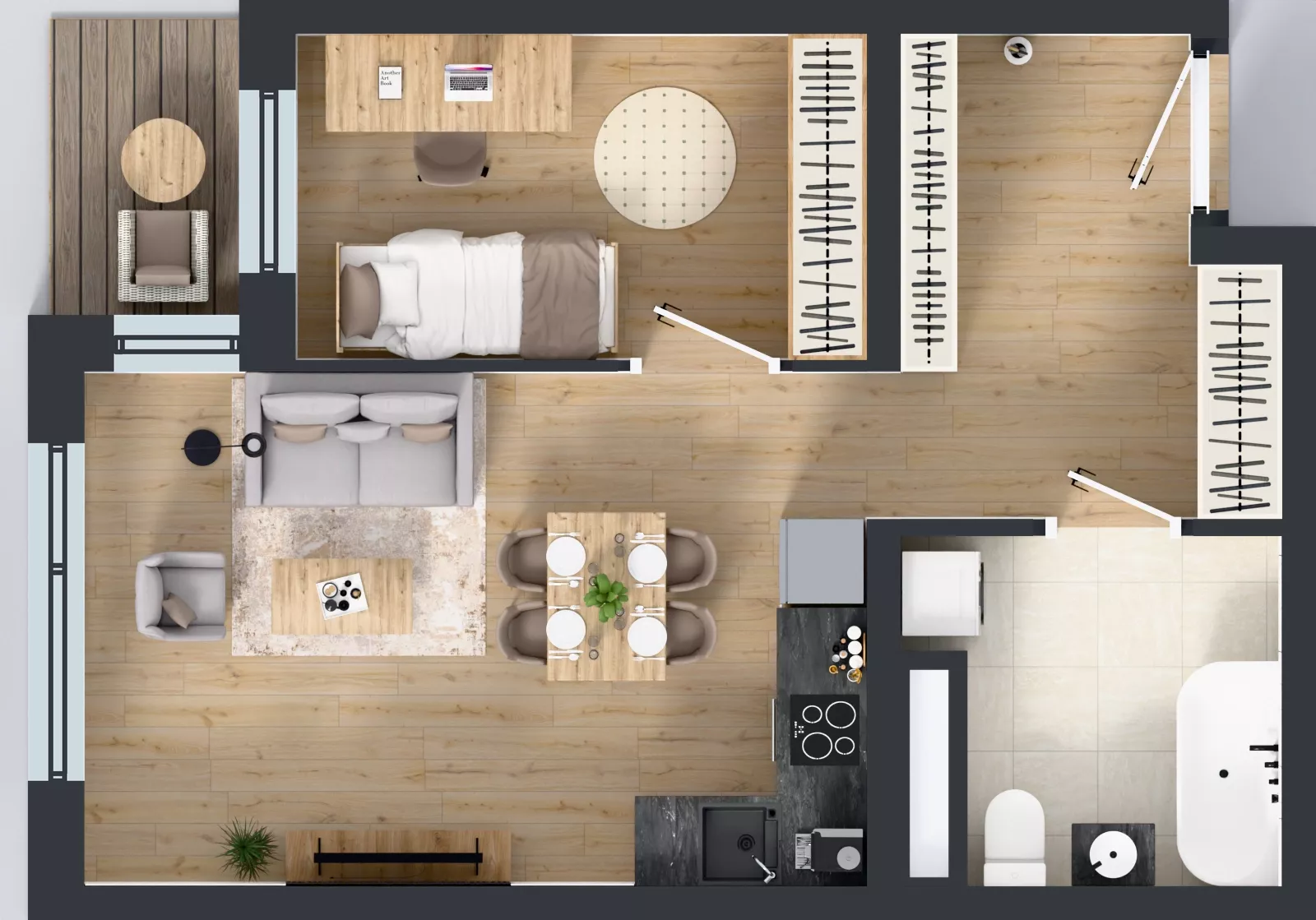 2 pokoje, mieszkanie 44,01 m², piętro 5, oferta nr A1.5.4, Emilii Plater 7, Szczecin, Śródmieście, Skolwin, ul. Miedziana 4