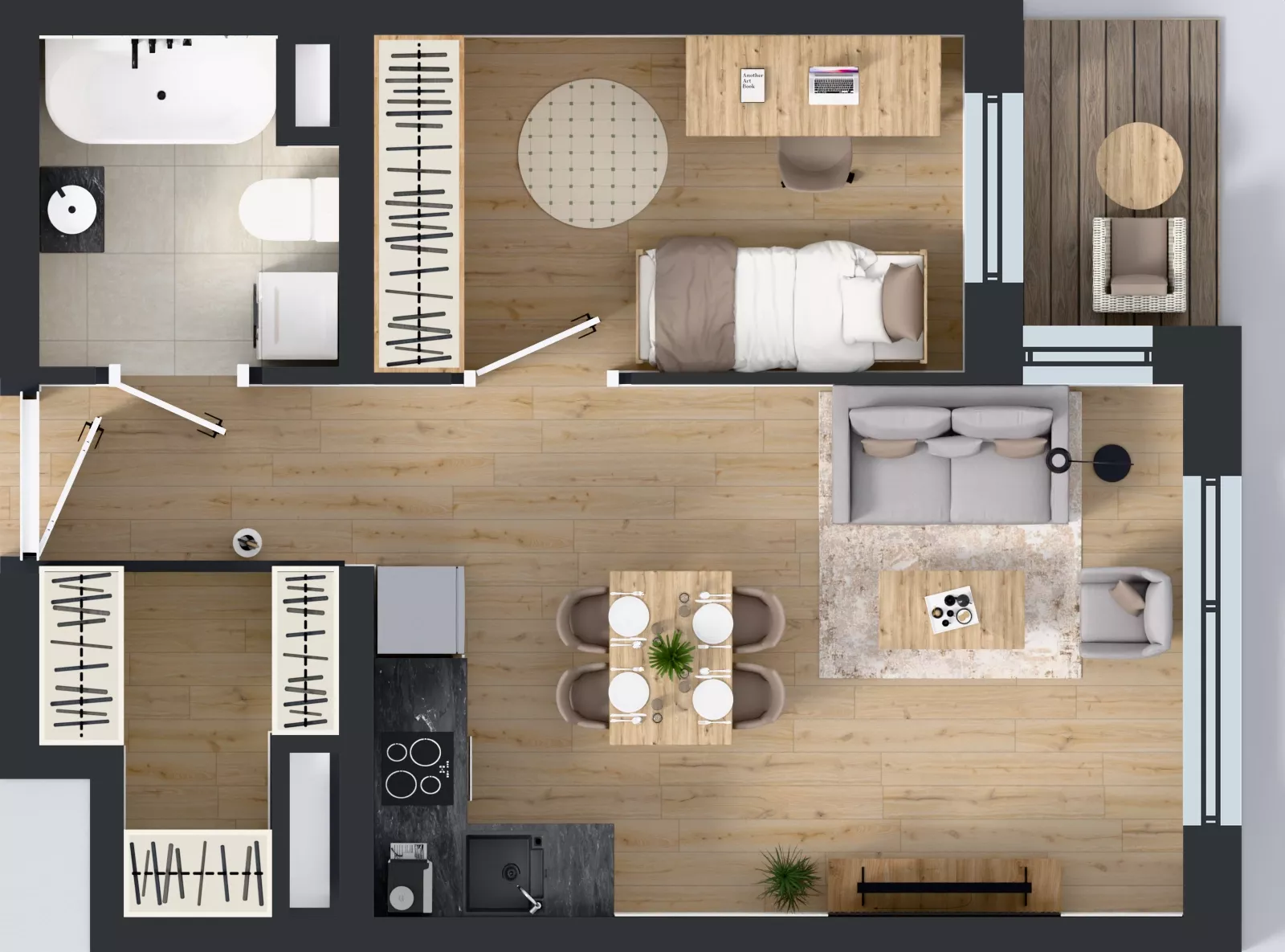 2 pokoje, mieszkanie 40,46 m², piętro 5, oferta nr A1.5.7, Emilii Plater 7, Szczecin, Śródmieście, Skolwin, ul. Miedziana 4