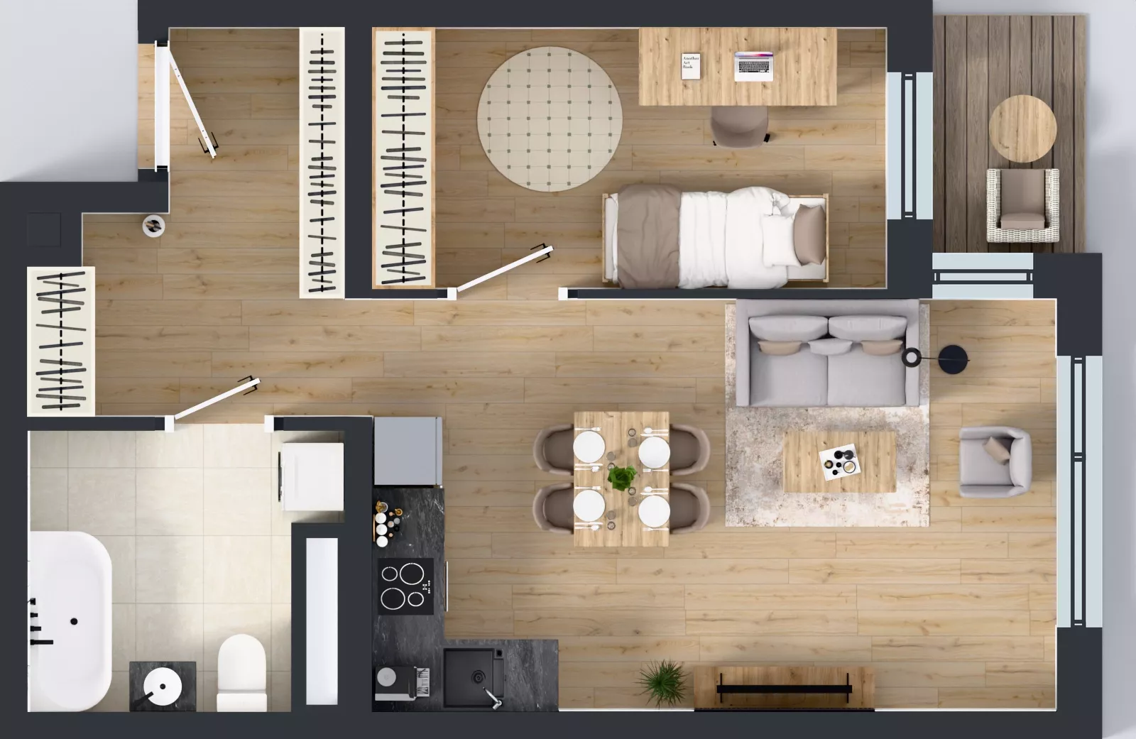 2 pokoje, mieszkanie 46,33 m², piętro 6, oferta nr A1.6.5, Emilii Plater 7, Szczecin, Śródmieście, Skolwin, ul. Miedziana 4