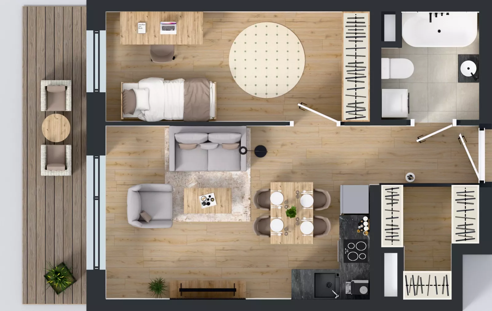 2 pokoje, mieszkanie 44,16 m², parter, oferta nr A2.0.6, Emilii Plater 7, Szczecin, Śródmieście, Skolwin, ul. Miedziana 4