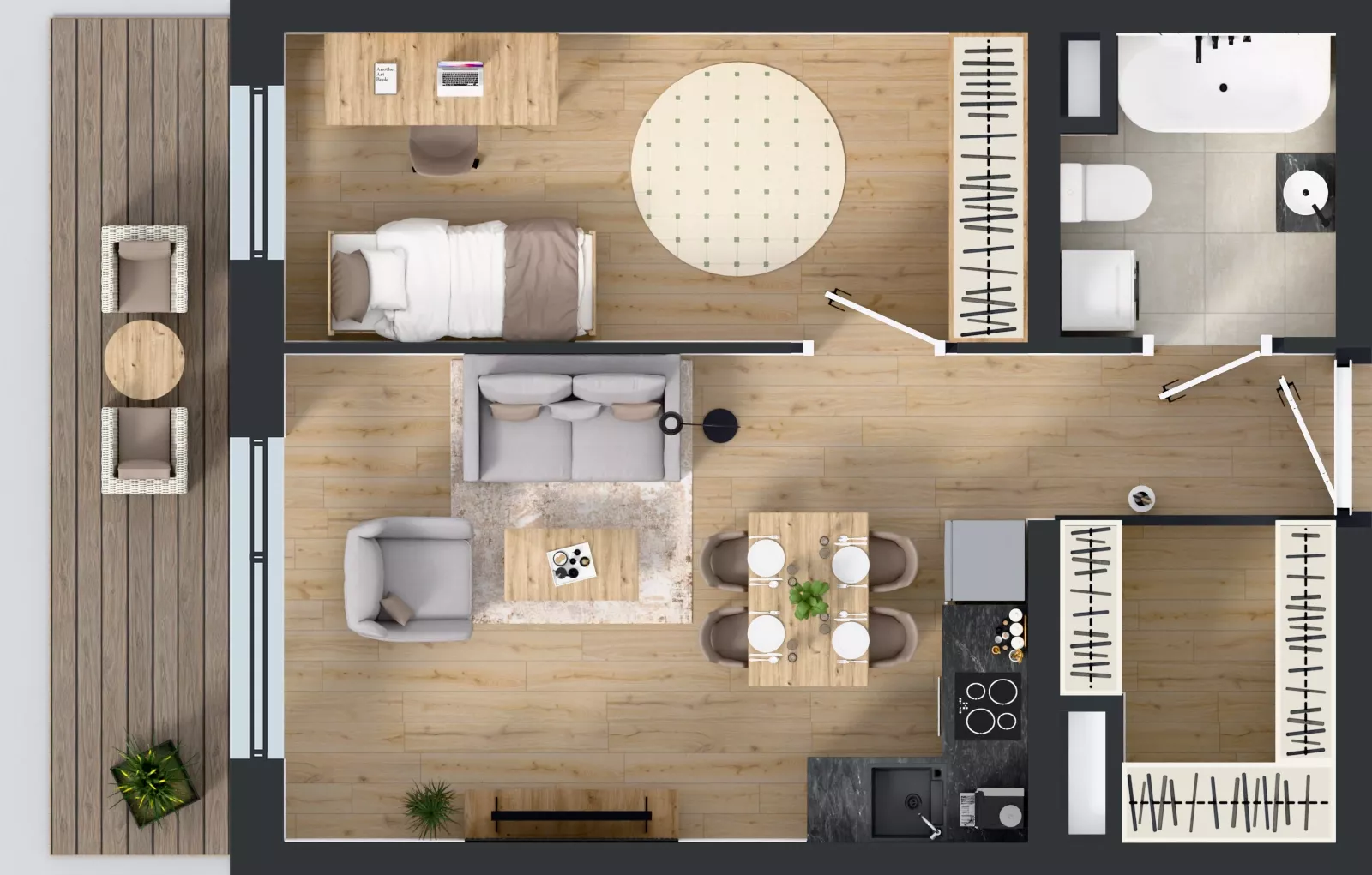 2 pokoje, mieszkanie 44,76 m², parter, oferta nr A2.0.8, Emilii Plater 7, Szczecin, Śródmieście, Skolwin, ul. Miedziana 4