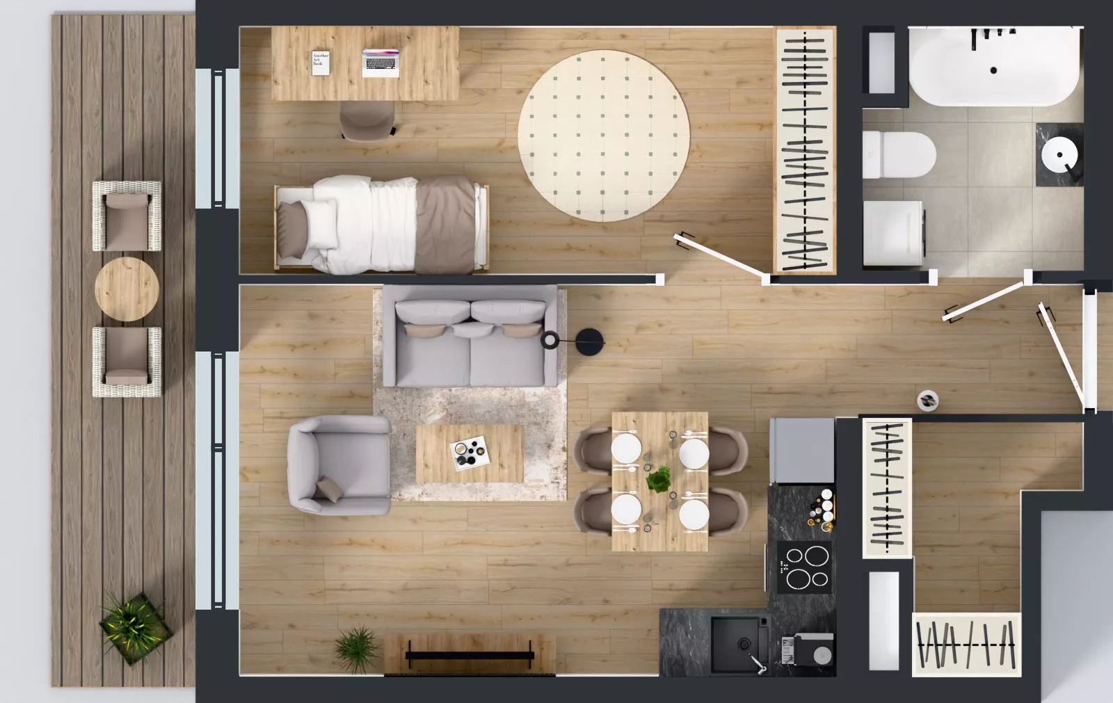 2 pokoje, mieszkanie 43,77 m², parter, oferta nr A2.0.10, Emilii Plater 7, Szczecin, Śródmieście, Skolwin, ul. Miedziana 4