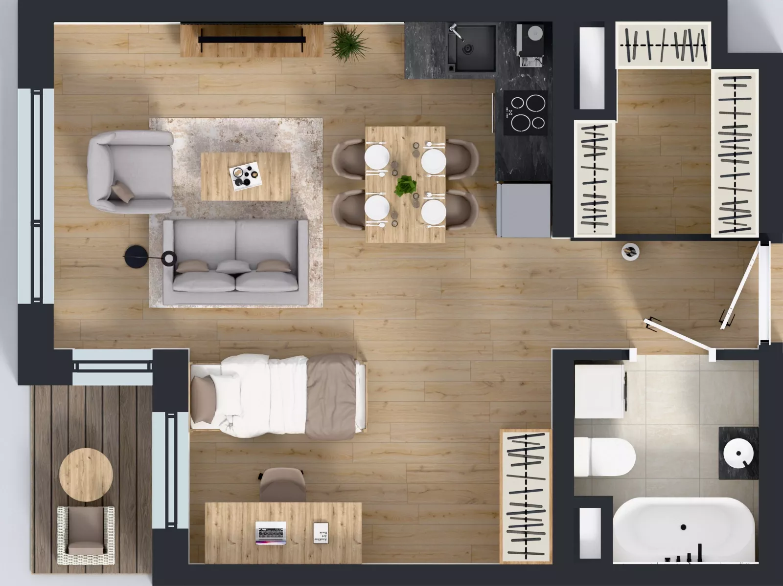 1 pokój, mieszkanie 40,88 m², piętro 3, oferta nr A2.3.2, Emilii Plater 7, Szczecin, Śródmieście, Skolwin, ul. Miedziana 4