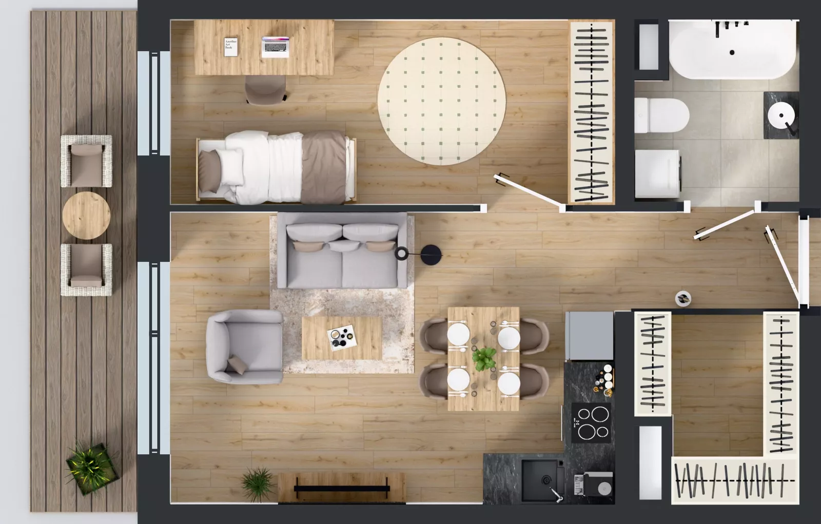 2 pokoje, mieszkanie 44,74 m², piętro 3, oferta nr A2.3.9, Emilii Plater 7, Szczecin, Śródmieście, Skolwin, ul. Miedziana 4