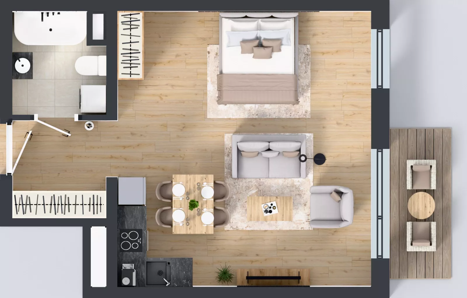 1 pokój, mieszkanie 42,21 m², piętro 4, oferta nr A2.4.12, Emilii Plater 7, Szczecin, Śródmieście, Skolwin, ul. Miedziana 4