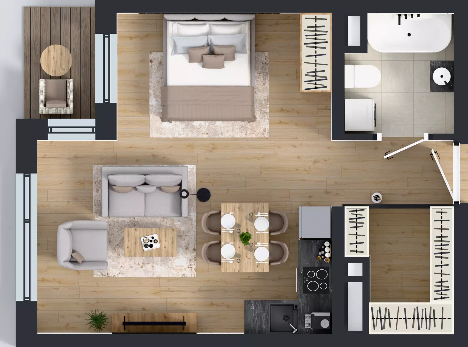 1 pokój, mieszkanie 41,20 m², piętro 6, oferta nr A2.6.3, Emilii Plater 7, Szczecin, Śródmieście, Skolwin, ul. Miedziana 4