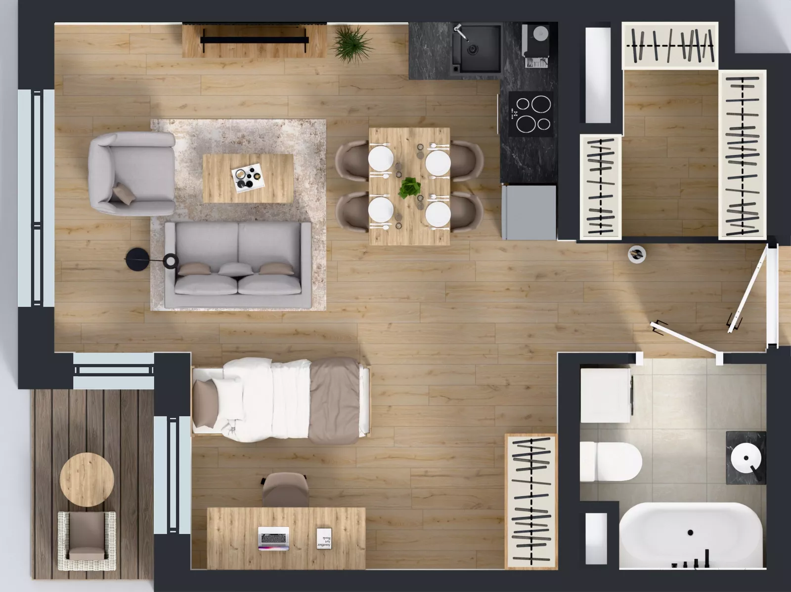 1 pokój, mieszkanie 40,85 m², piętro 7, oferta nr A2.7.2, Emilii Plater 7, Szczecin, Śródmieście, Skolwin, ul. Miedziana 4