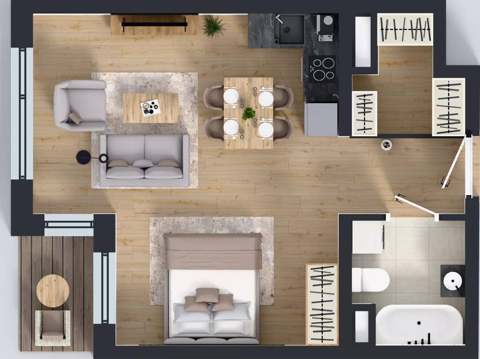 1 pokój, mieszkanie 40,47 m², piętro 7, oferta nr A2.7.4, Emilii Plater 7, Szczecin, Śródmieście, Skolwin, ul. Miedziana 4