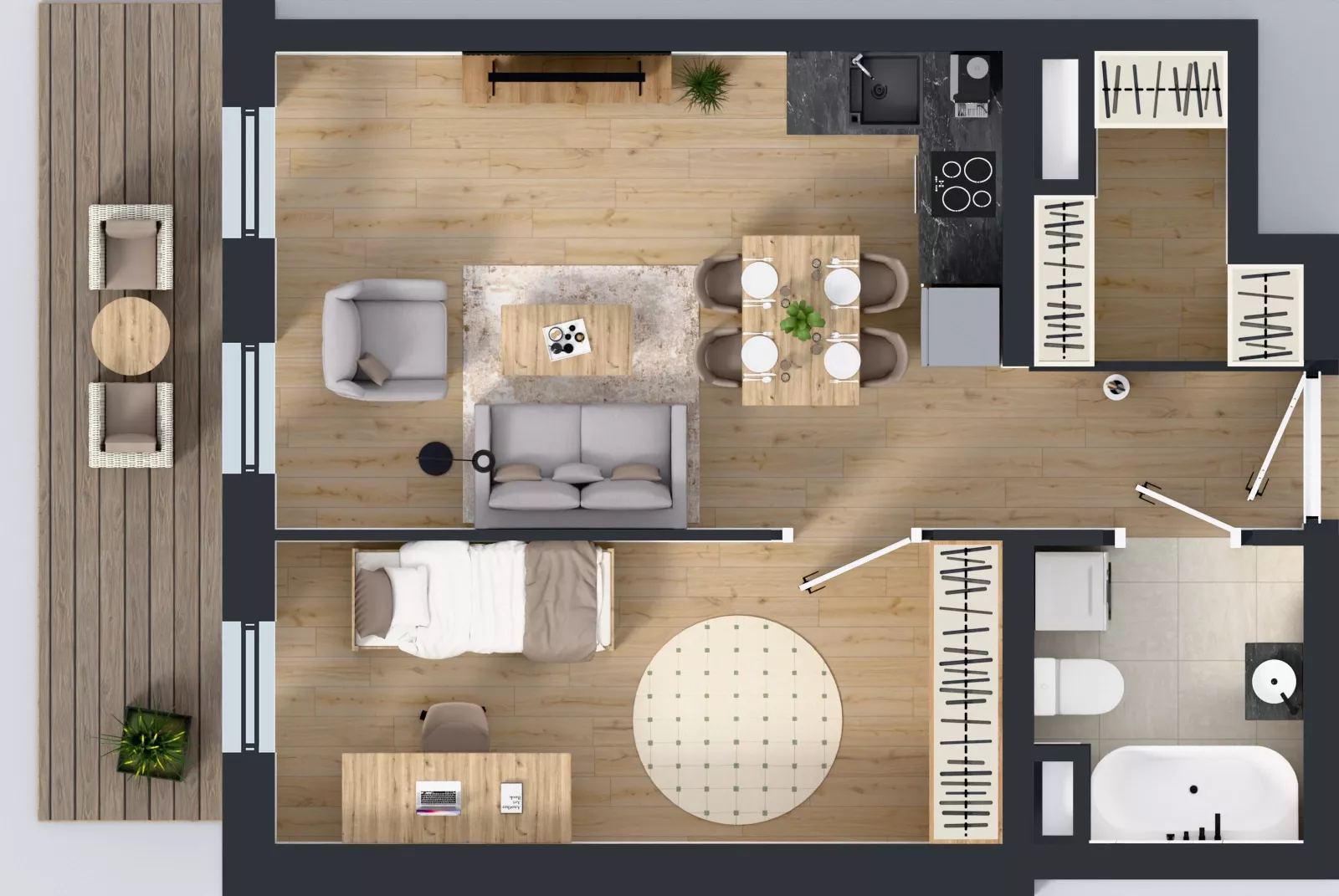 2 pokoje, apartament 43,79 m², parter, oferta nr B1.0.1, Emilii Plater 7, Szczecin, Śródmieście, Skolwin, ul. Miedziana 4