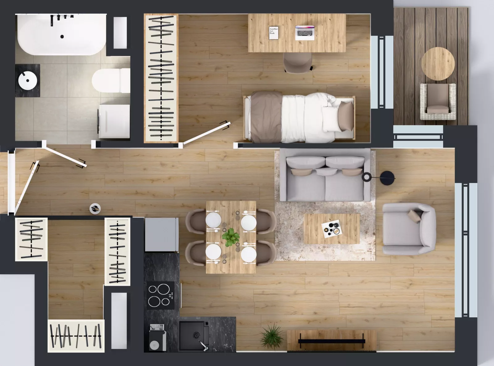 2 pokoje, mieszkanie 40,10 m², piętro 2, oferta nr B1.2.5, Emilii Plater 7, Szczecin, Śródmieście, Skolwin, ul. Miedziana 4
