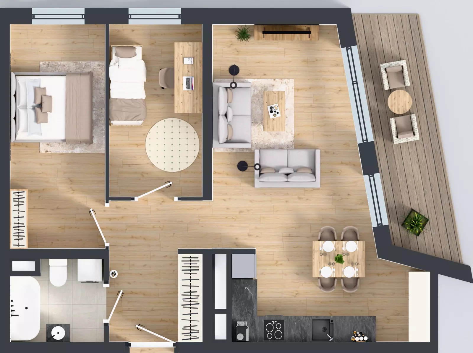 3 pokoje, mieszkanie 66,29 m², piętro 4, oferta nr B1.4.6, Emilii Plater 7, Szczecin, Śródmieście, Skolwin, ul. Miedziana 4