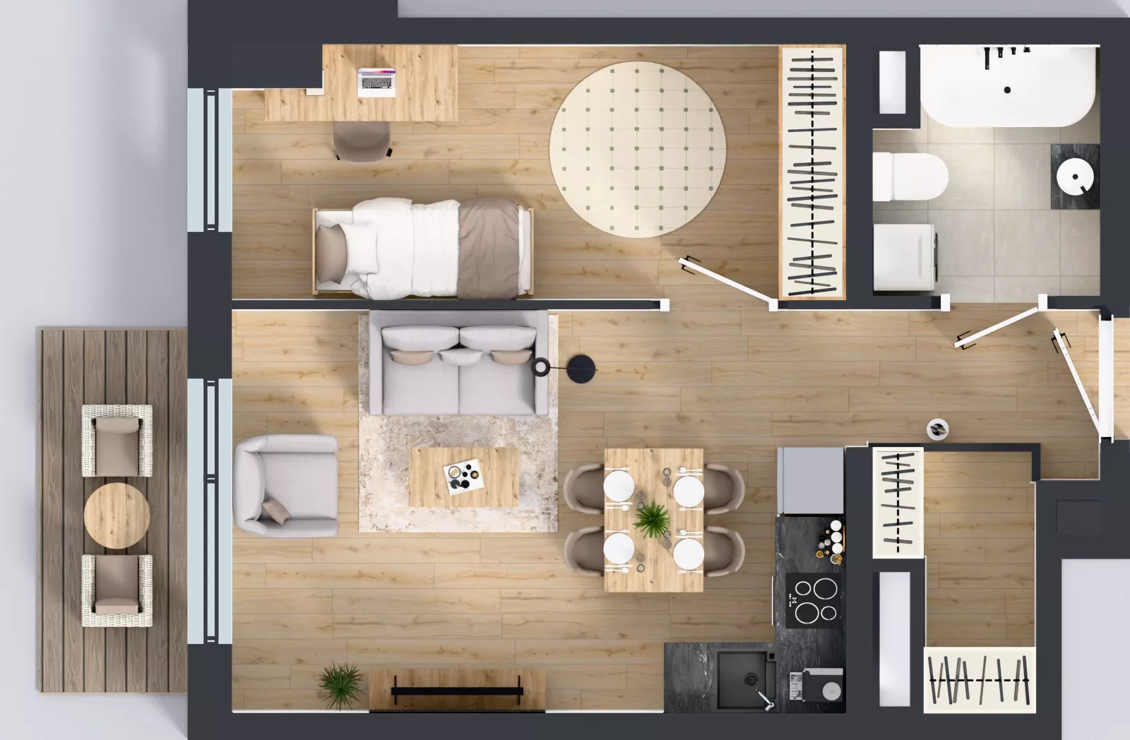 2 pokoje, mieszkanie 43,40 m², piętro 4, oferta nr B1.4.10, Emilii Plater 7, Szczecin, Śródmieście, Skolwin, ul. Miedziana 4