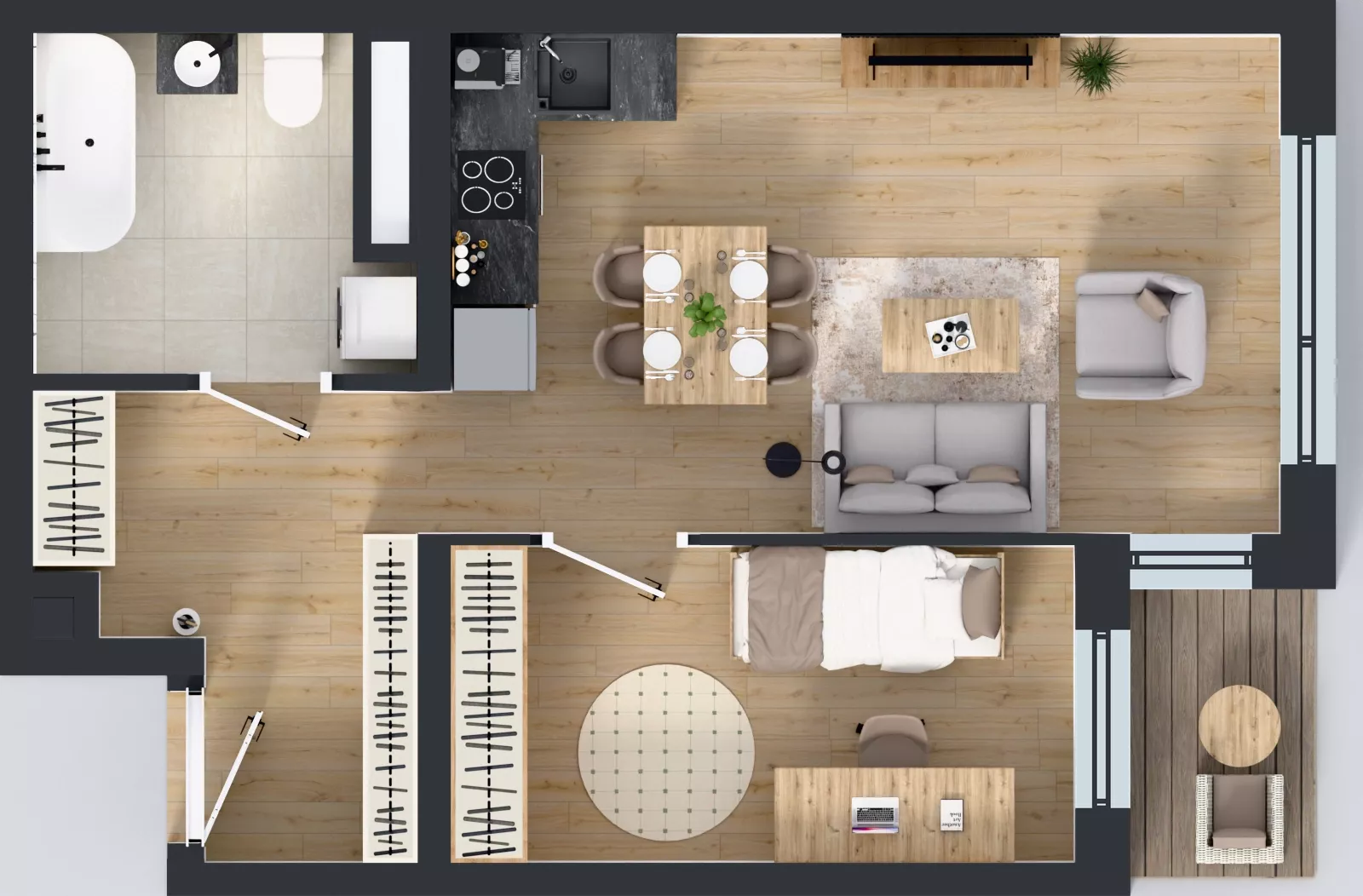 2 pokoje, mieszkanie 46,29 m², piętro 6, oferta nr B1.6.4, Emilii Plater 7, Szczecin, Śródmieście, Skolwin, ul. Miedziana 4