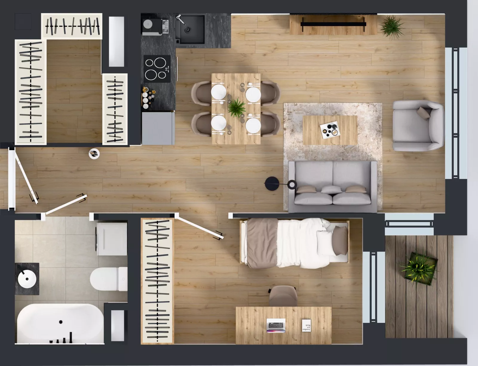 2 pokoje, mieszkanie 40,93 m², parter, oferta nr B2.0.2, Emilii Plater 7, Szczecin, Śródmieście, Skolwin, ul. Miedziana 4