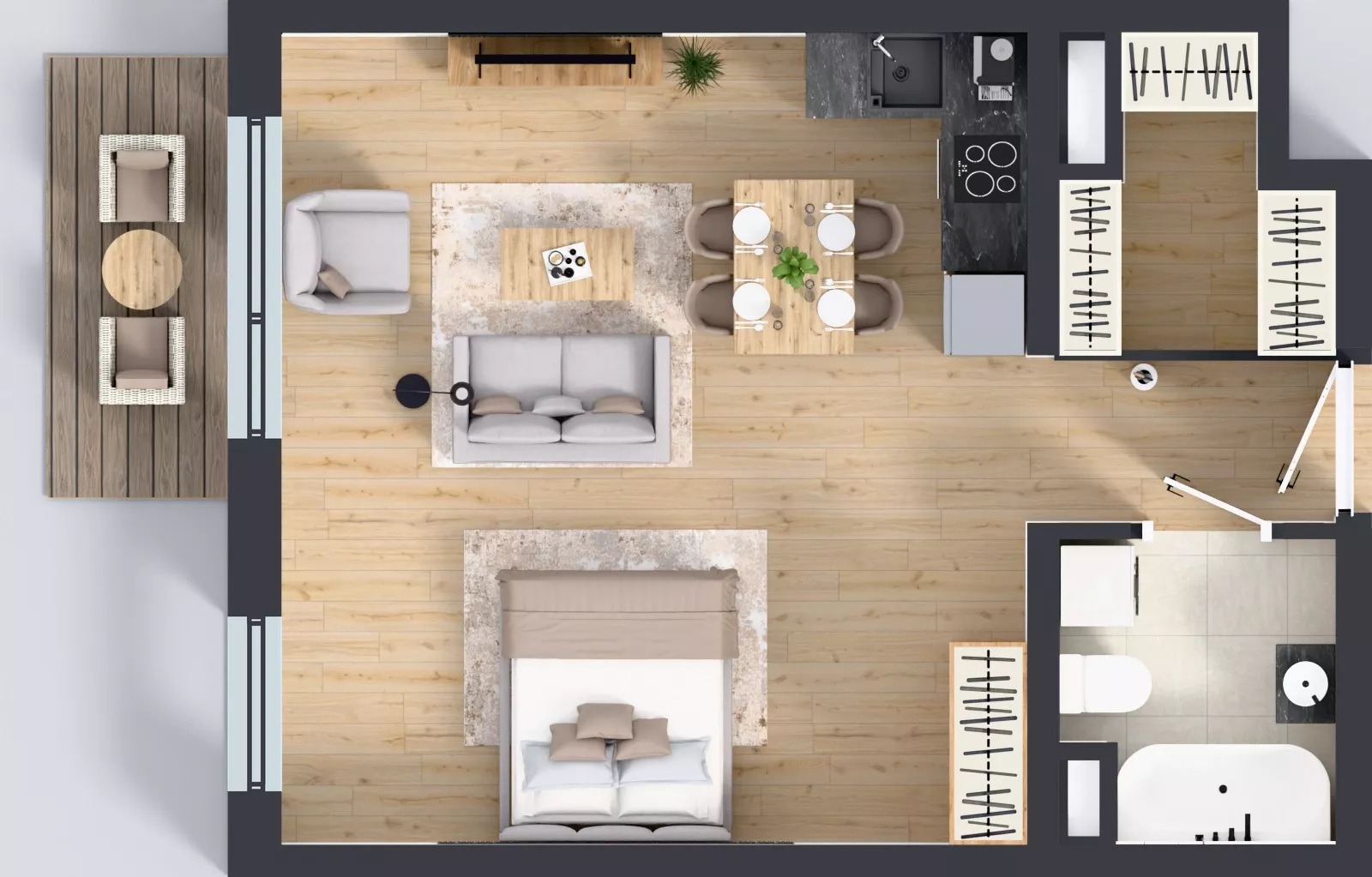 1 pokój, mieszkanie 44,14 m², piętro 2, oferta nr B2.2.7, Emilii Plater 7, Szczecin, Śródmieście, Skolwin, ul. Miedziana 4
