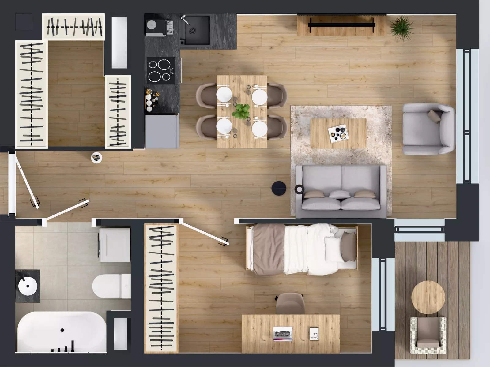 2 pokoje, mieszkanie 40,93 m², piętro 3, oferta nr B2.3.2, Emilii Plater 7, Szczecin, Śródmieście, Skolwin, ul. Miedziana 4