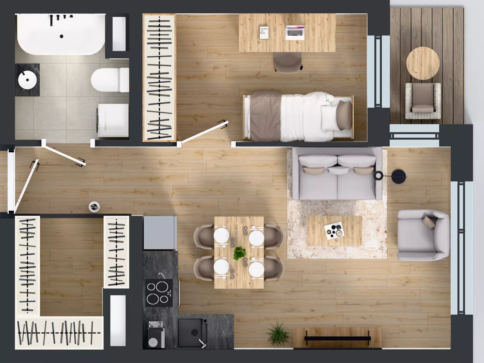 2 pokoje, mieszkanie 41,24 m², piętro 3, oferta nr B2.3.3, Emilii Plater 7, Szczecin, Śródmieście, Skolwin, ul. Miedziana 4