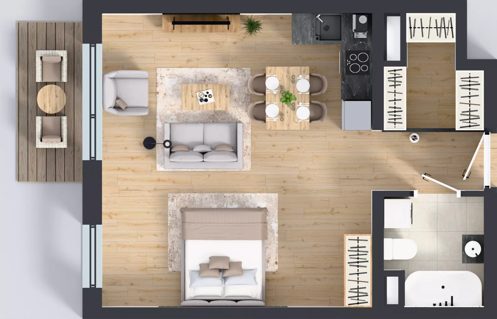 1 pokój, mieszkanie 44,13 m², piętro 3, oferta nr B2.3.8, Emilii Plater 7, Szczecin, Śródmieście, Skolwin, ul. Miedziana 4