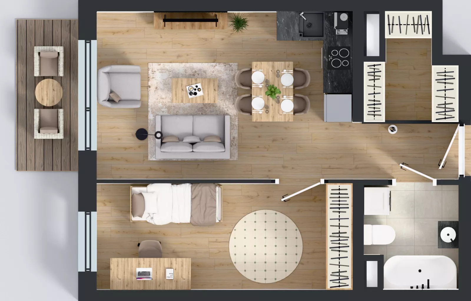 2 pokoje, apartament 44,13 m², piętro 4, oferta nr B2.4.7, Emilii Plater 7, Szczecin, Śródmieście, Skolwin, ul. Miedziana 4