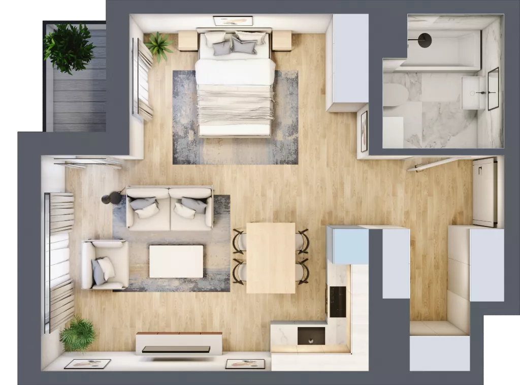 1 pokój, mieszkanie 40,44 m², piętro 7, oferta nr A1.7.13, Emilii Plater 7, Szczecin, Śródmieście, Skolwin, ul. Miedziana 4