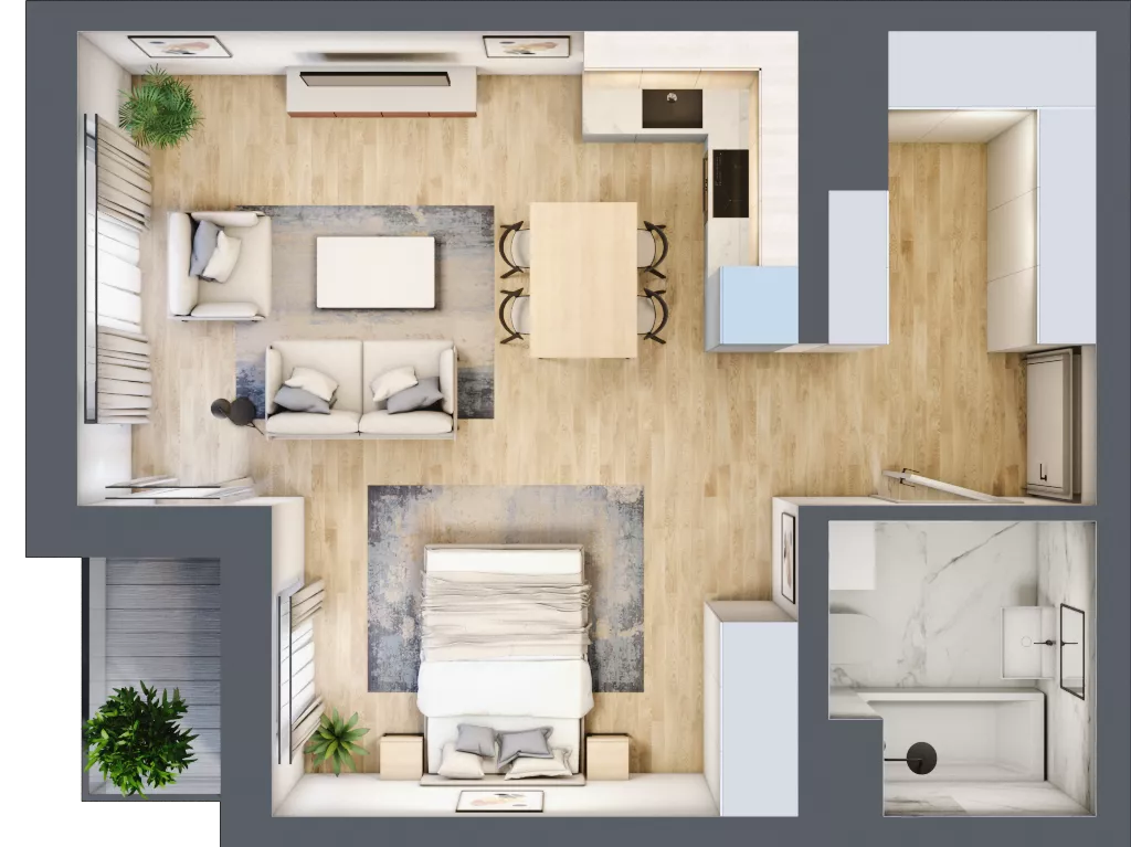 1 pokój, mieszkanie 41,15 m², piętro 6, oferta nr A1.6.15, Emilii Plater 7, Szczecin, Śródmieście, Skolwin, ul. Miedziana 4