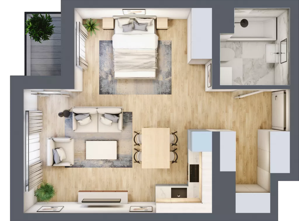 1 pokój, mieszkanie 40,44 m², piętro 9, oferta nr A1.9.13, Emilii Plater 7, Szczecin, Śródmieście, Skolwin, ul. Miedziana 4