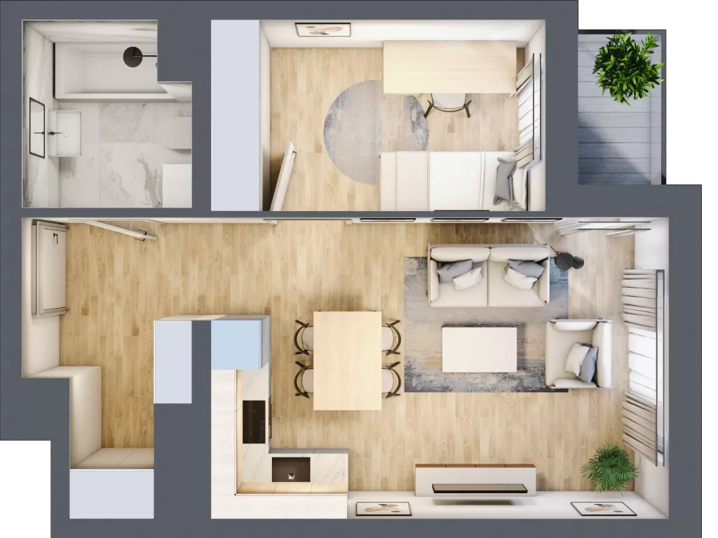 2 pokoje, mieszkanie 40,26 m², piętro 4, oferta nr A1.4.18, Emilii Plater 7, Szczecin, Śródmieście, Skolwin, ul. Miedziana 4