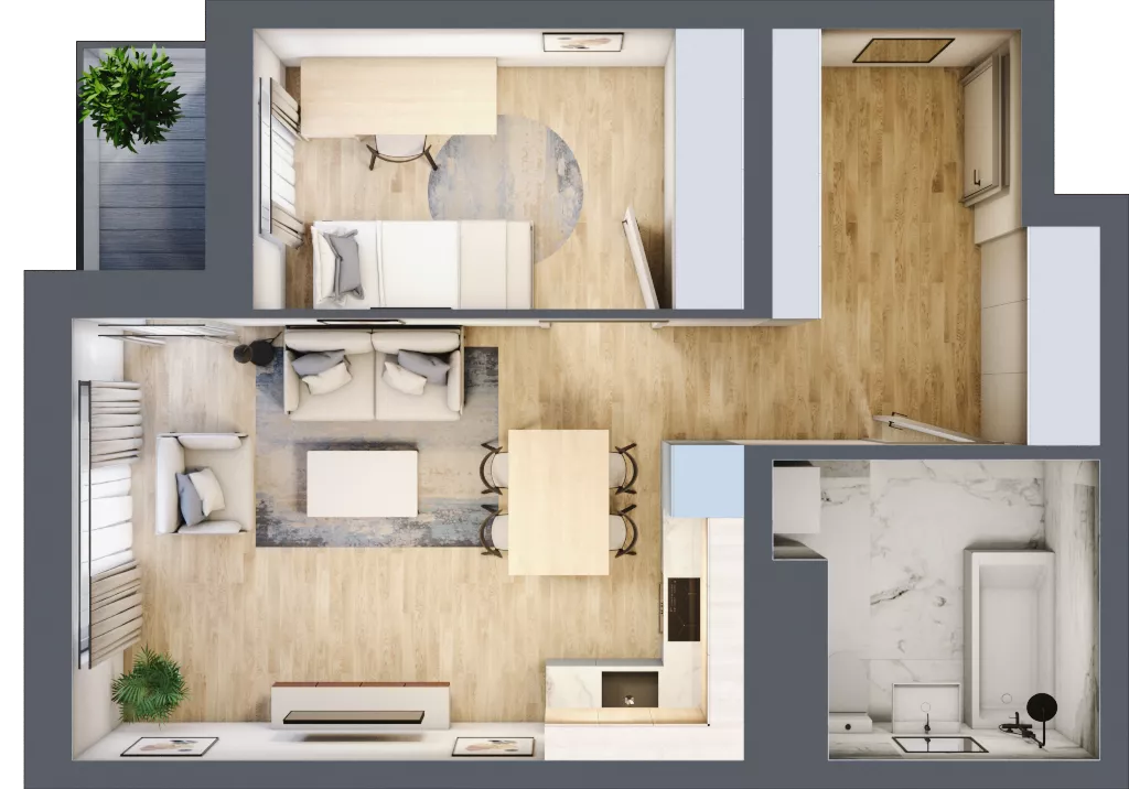 2 pokoje, mieszkanie 43,93 m², piętro 6, oferta nr A1.6.4, Emilii Plater 7, Szczecin, Śródmieście, Skolwin, ul. Miedziana 4