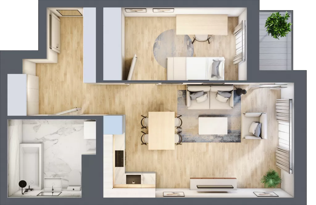 2 pokoje, mieszkanie 46,54 m², piętro 3, oferta nr A1.3.5, Emilii Plater 7, Szczecin, Śródmieście, Skolwin, ul. Miedziana 4