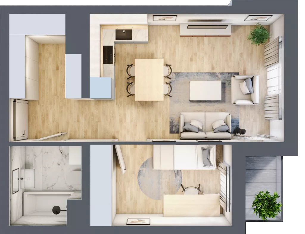 2 pokoje, mieszkanie 41,27 m², piętro 4, oferta nr A1.4.8, Emilii Plater 7, Szczecin, Śródmieście, Skolwin, ul. Miedziana 4