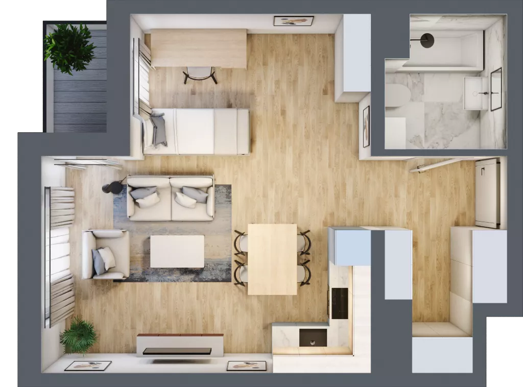 1 pokój, mieszkanie 40,37 m², piętro 8, oferta nr A1.8.17, Emilii Plater 7, Szczecin, Śródmieście, Skolwin, ul. Miedziana 4