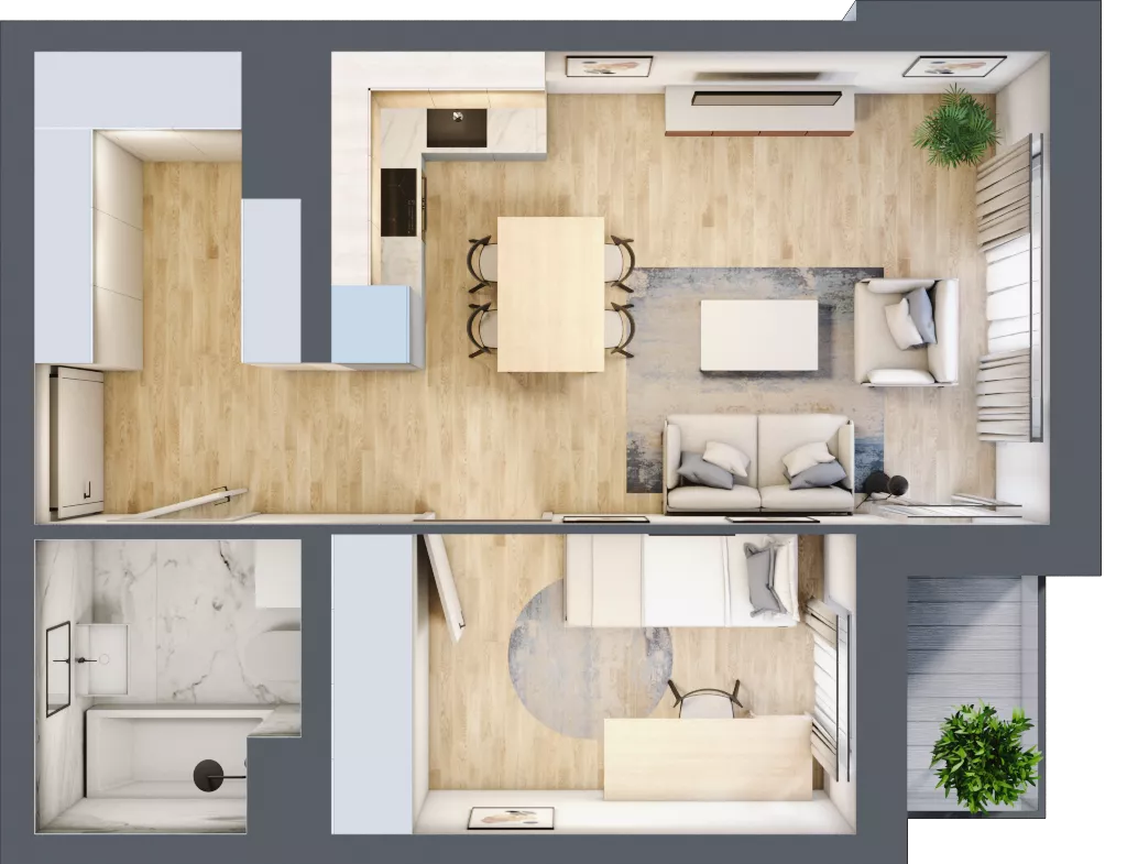 2 pokoje, mieszkanie 41,26 m², piętro 2, oferta nr A1.2.8, Emilii Plater 7, Szczecin, Śródmieście, Skolwin, ul. Miedziana 4