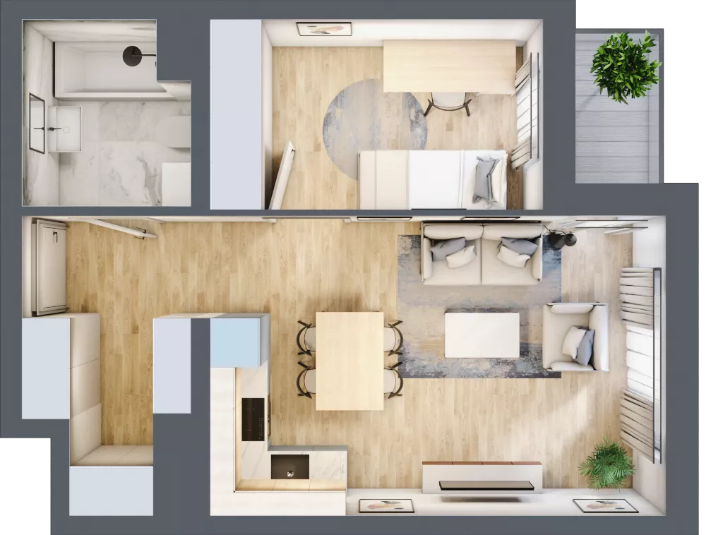 2 pokoje, mieszkanie 40,49 m², piętro 7, oferta nr A1.7.7, Emilii Plater 7, Szczecin, Śródmieście, Skolwin, ul. Miedziana 4