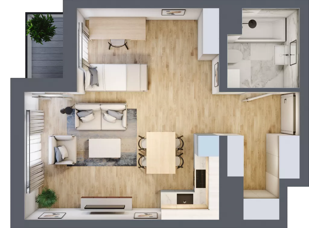1 pokój, mieszkanie 40,47 m², piętro 6, oferta nr A1.6.17, Emilii Plater 7, Szczecin, Śródmieście, Skolwin, ul. Miedziana 4