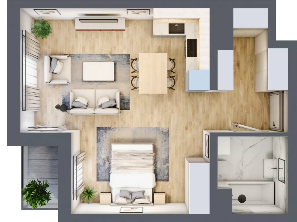 1 pokój, mieszkanie 40,38 m², piętro 6, oferta nr A1.6.12, Emilii Plater 7, Szczecin, Śródmieście, Skolwin, ul. Miedziana 4