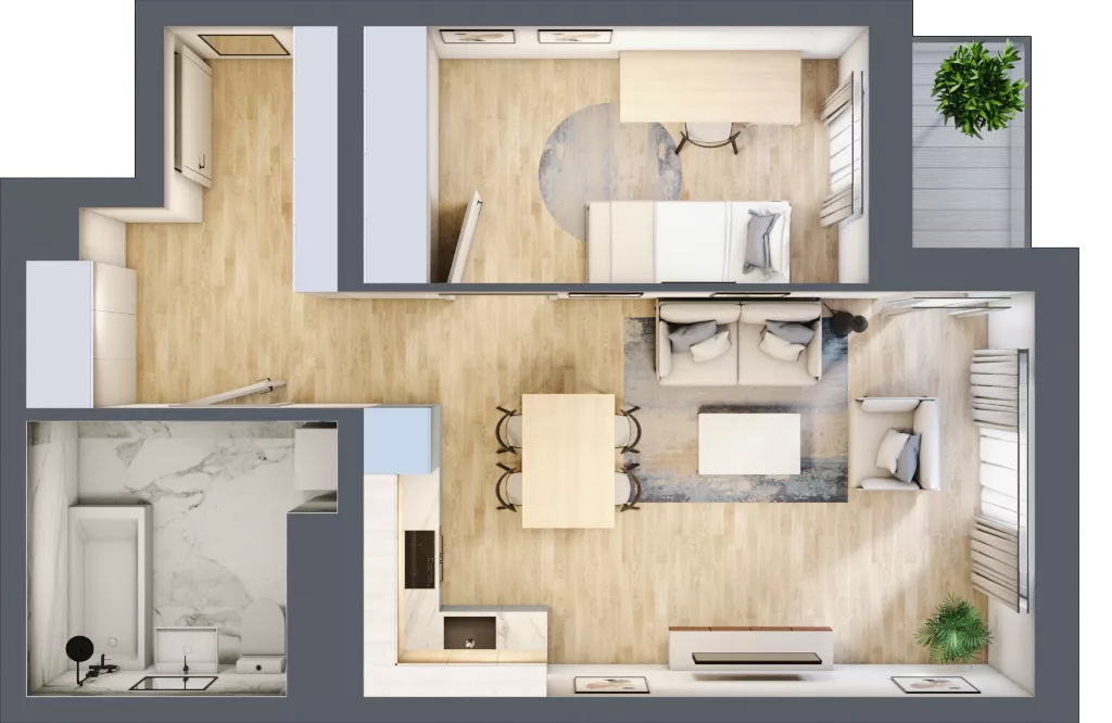 2 pokoje, mieszkanie 46,32 m², piętro 5, oferta nr A1.5.5, Emilii Plater 7, Szczecin, Śródmieście, Skolwin, ul. Miedziana 4