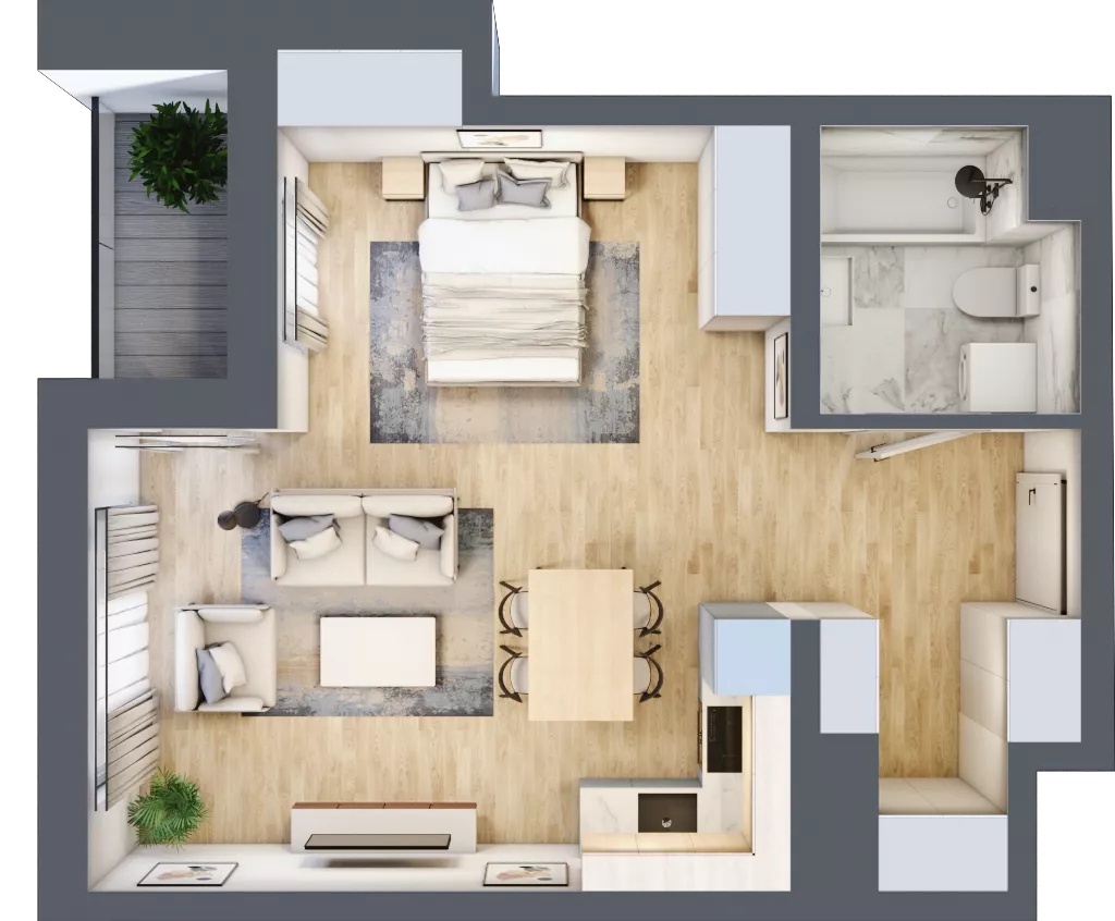 1 pokój, mieszkanie 41,25 m², piętro 9, oferta nr A1.9.11, Emilii Plater 7, Szczecin, Śródmieście, Skolwin, ul. Miedziana 4
