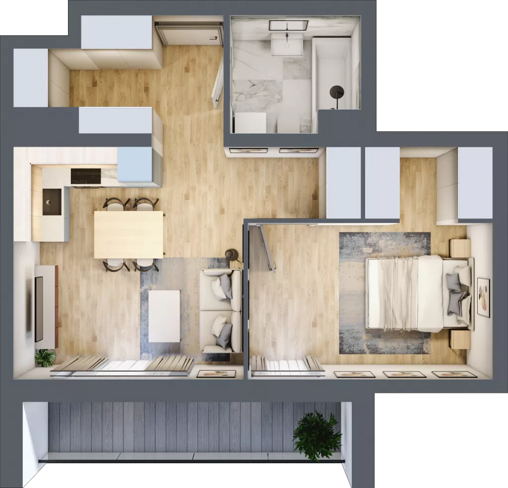 2 pokoje, mieszkanie 44,40 m², piętro 4, oferta nr A1.4.14, Emilii Plater 7, Szczecin, Śródmieście, Skolwin, ul. Miedziana 4