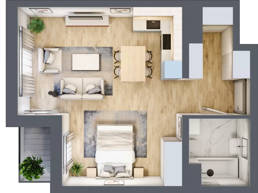 1 pokój, mieszkanie 40,49 m², piętro 8, oferta nr A1.8.12, Emilii Plater 7, Szczecin, Śródmieście, Skolwin, ul. Miedziana 4