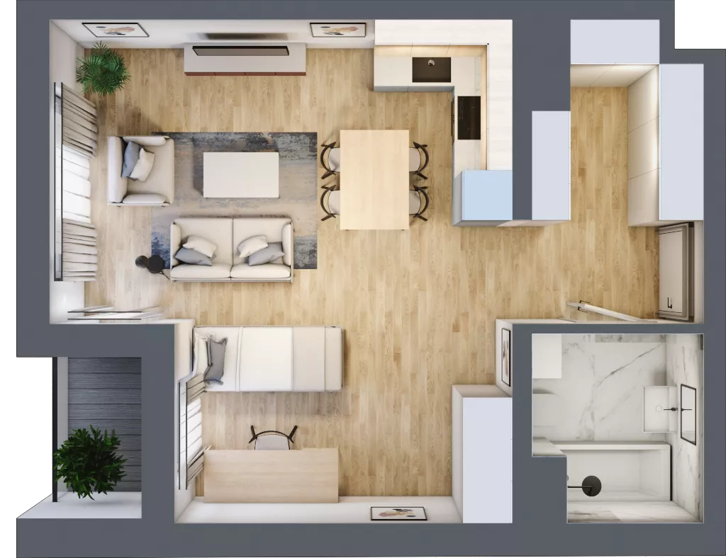 1 pokój, mieszkanie 40,86 m², parter, oferta nr A2.0.2, Emilii Plater 7, Szczecin, Śródmieście, Skolwin, ul. Miedziana 4