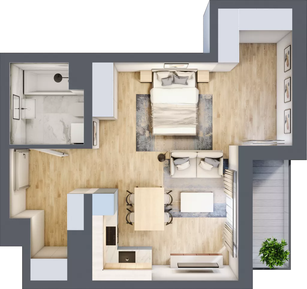 1 pokój, apartament 41,07 m², piętro 5, oferta nr A2.5.8, Emilii Plater 7, Szczecin, Śródmieście, Skolwin, ul. Miedziana 4