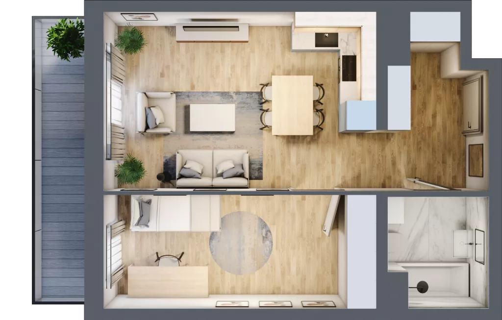 2 pokoje, mieszkanie 44,25 m², parter, oferta nr A2.0.5, Emilii Plater 7, Szczecin, Śródmieście, Skolwin, ul. Miedziana 4