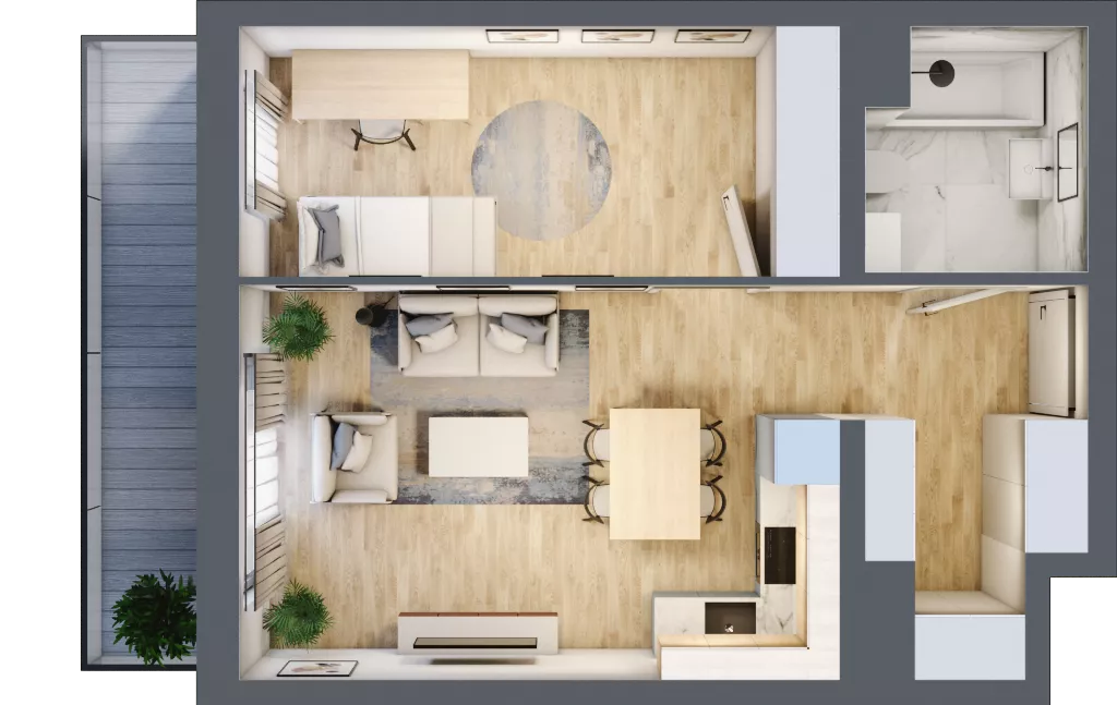 2 pokoje, mieszkanie 44,16 m², parter, oferta nr A2.0.6, Emilii Plater 7, Szczecin, Śródmieście, Skolwin, ul. Miedziana 4