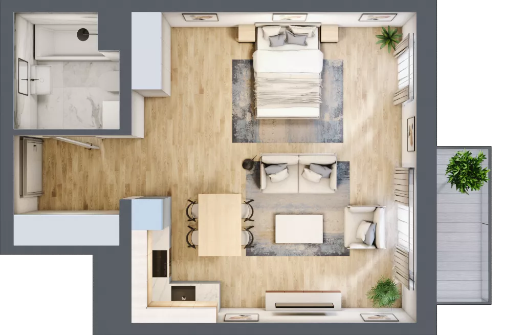 1 pokój, apartament 42,39 m², piętro 2, oferta nr A2.2.12, Emilii Plater 7, Szczecin, Śródmieście, Skolwin, ul. Miedziana 4