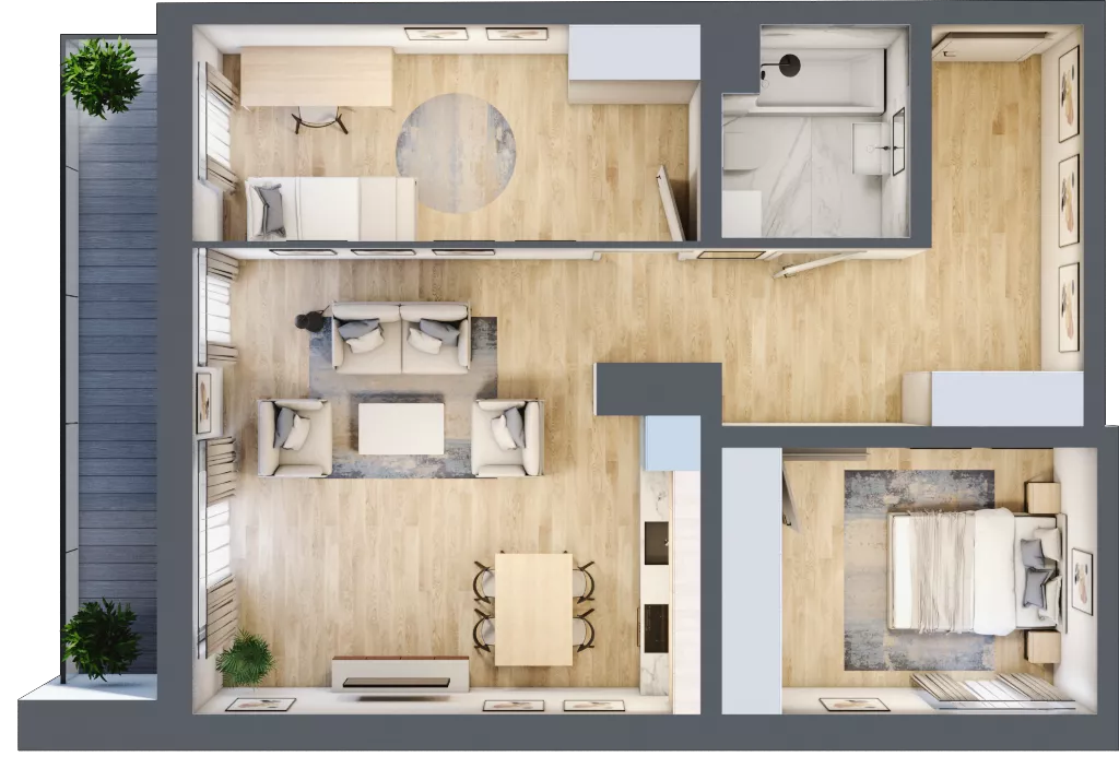 3 pokoje, apartament 68,95 m², piętro 2, oferta nr A2.2.13, Emilii Plater 7, Szczecin, Śródmieście, Skolwin, ul. Miedziana 4
